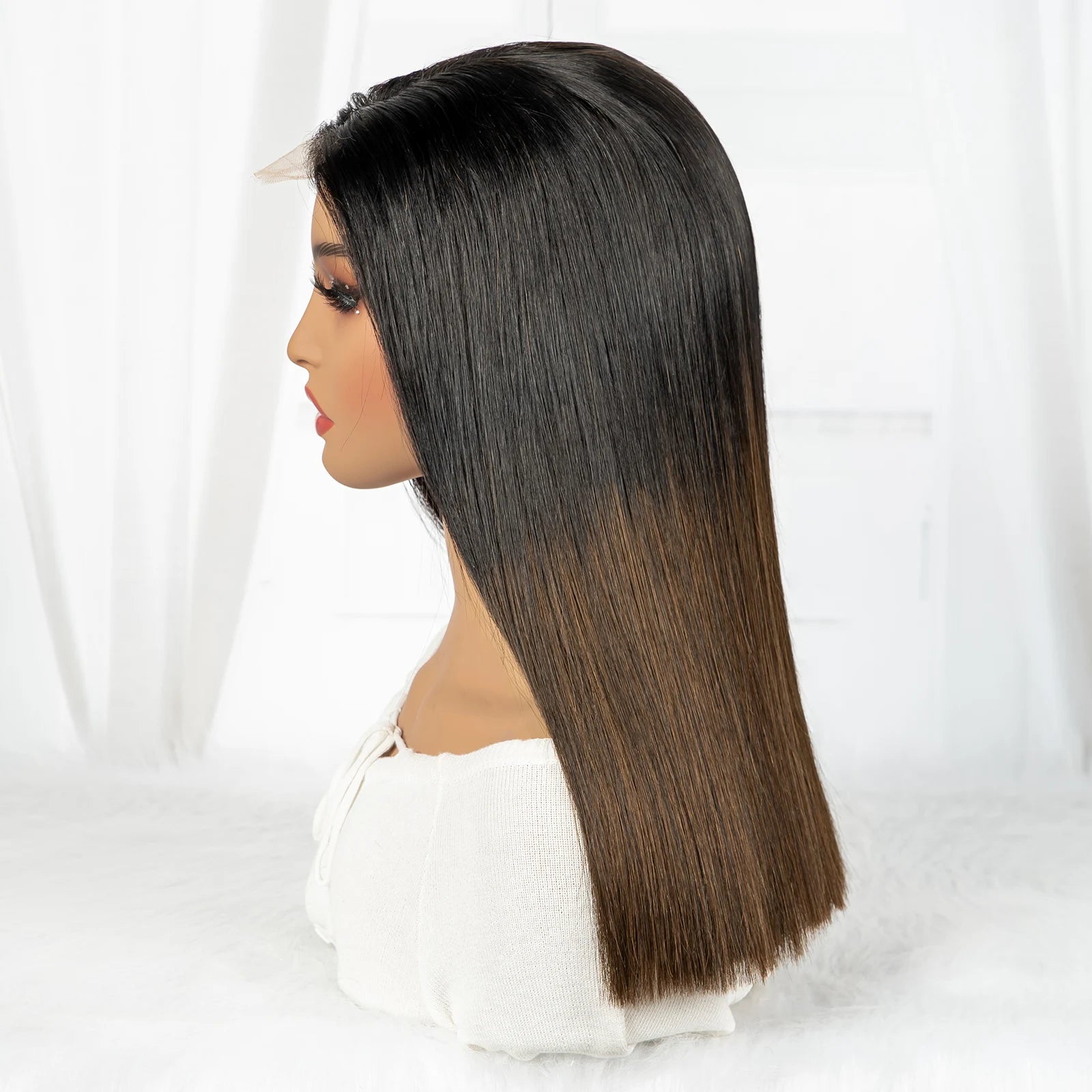 300% Density 1BT4 Brown Bone Straight Wig | 2x6 Real HD Lace Burmese Virgin Human Hair (Double Drawn) Luxegan