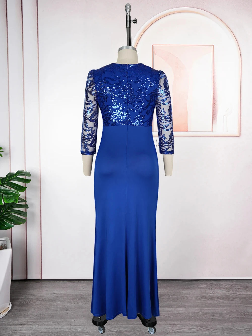 Sequins Long Sleeve Chiffon Dresses Elegant Women Party Prom Birthday Evening Maxi Robes African Dashiki Clothing Turkey Kaftans