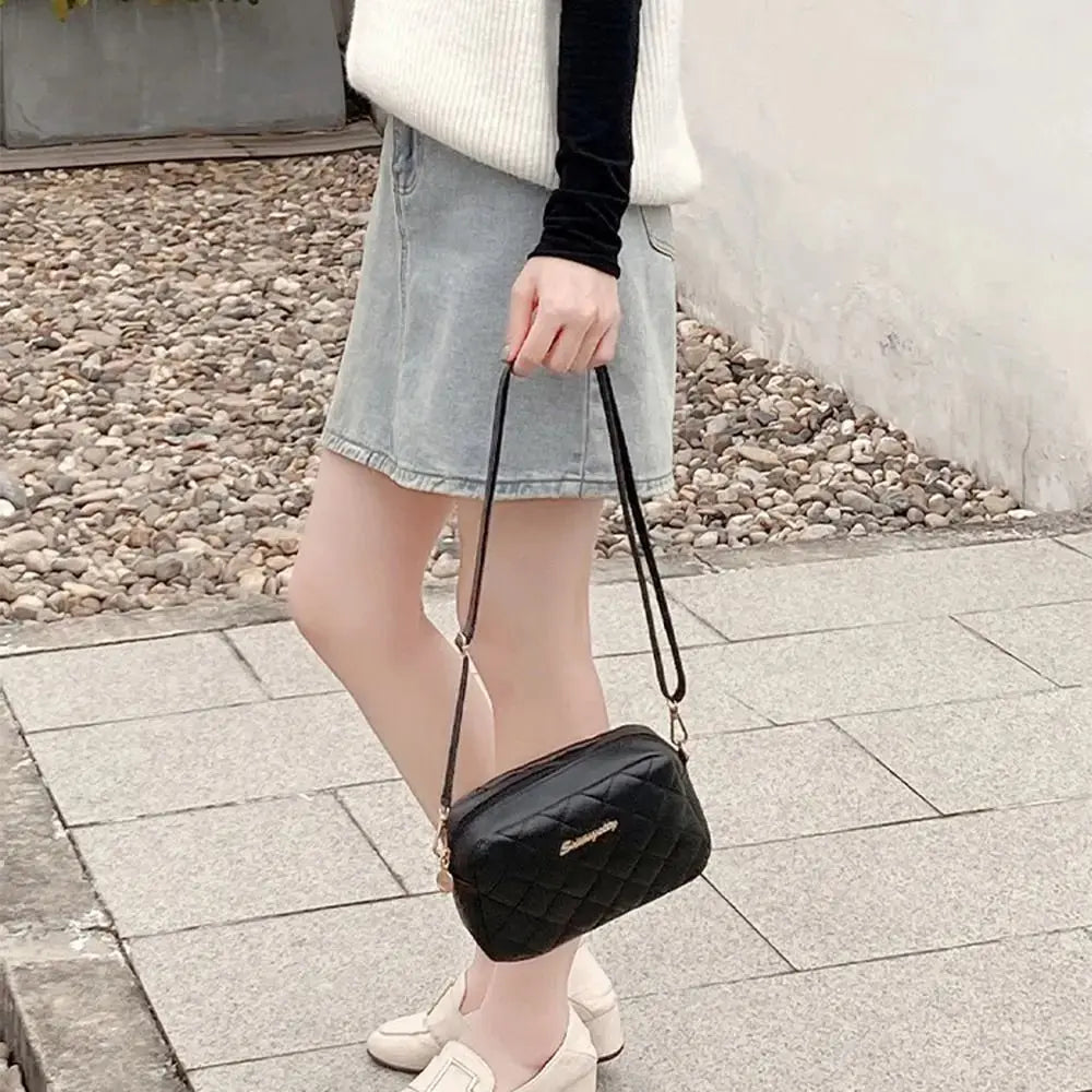 PU Leather Solid Square Bag | Soft Appliqued Chain Crossbody & Handle Handbag Luxegan