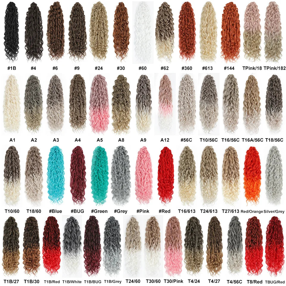 Jessica Curls Crochet Braiding Hair | Synthetic Water Wave Twist Hair 22 Inch | 53 Colors