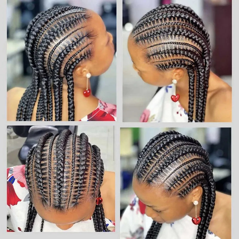 Synthetic Full Lace Cornrow Box Braided Wig 36" Lace Front Wigs Jumbo Braids Wig For Black Africa Women Braids Wig Braiding Wigs Luxegan