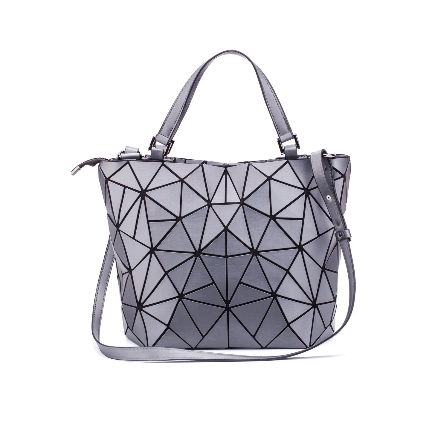 Matte Geometric Diamond Shoulder Bag | Large Capacity PU Leather Bucket & Crossbody Tote Handbag for Women Luxegan