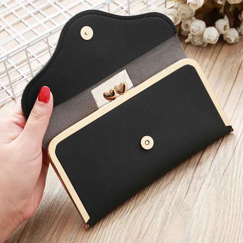 Women's Long Wallet Crown Style Hasp Zipper Money Bag Pouch Female Envelope Coin Purse ID Cards Holder Portable Clutch Handbag