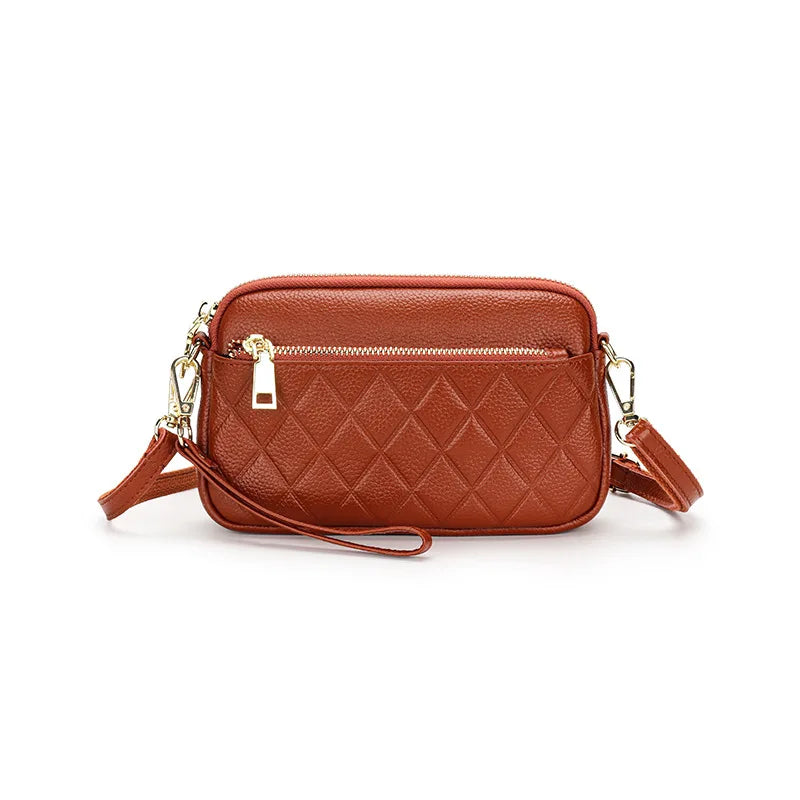 Women's Leather Cross-Body Bag | Trendy and Fashionable Quilted Shoulder Bag | Top Cowhide Clutch | Shoulder Bag Luxegan