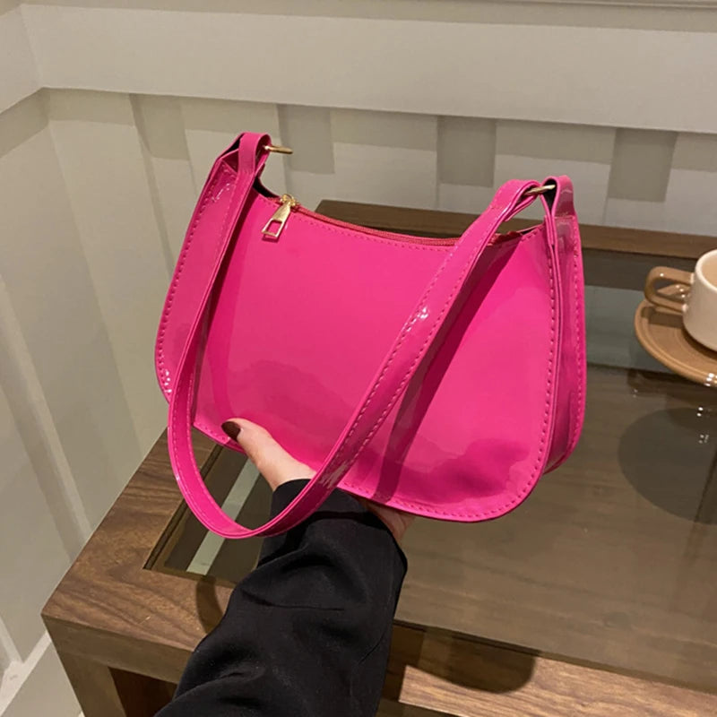 Vintage Patent Leather Shoulder Bag | Fashion Designer Hobos & Underarm Bag Luxegan