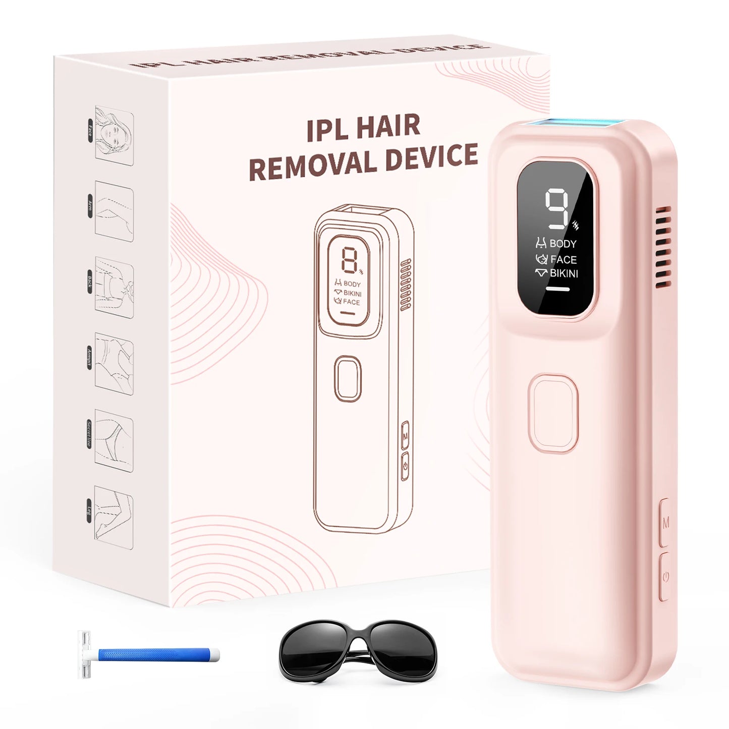 Electric IPL Permanent Laser Hair Removal | Sophisticated "999,900 Flash Pulse" Silhouette | Elegant Bikini Trimmer & Laser Photoepilator | "Dignified" High-Performance Depilador for Radiant Versatile Styling Luxegan