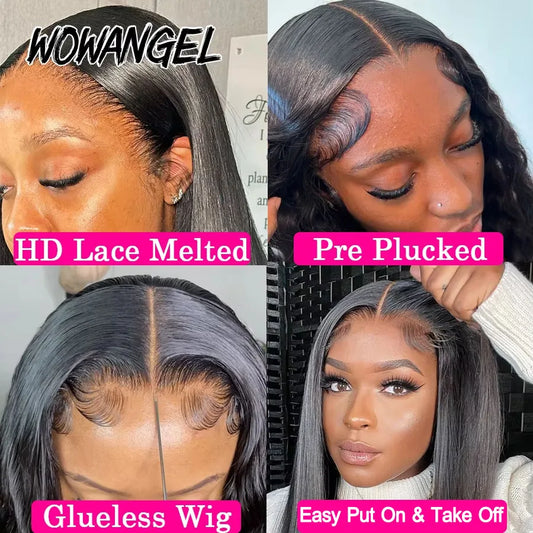 Wow Angel 13x6 HD Lace Front Wigs 250% Remy Hair Body Wave Human Hair Wigs HD Lace Wigs Pre Plucked Wear To Go Wigs for Women