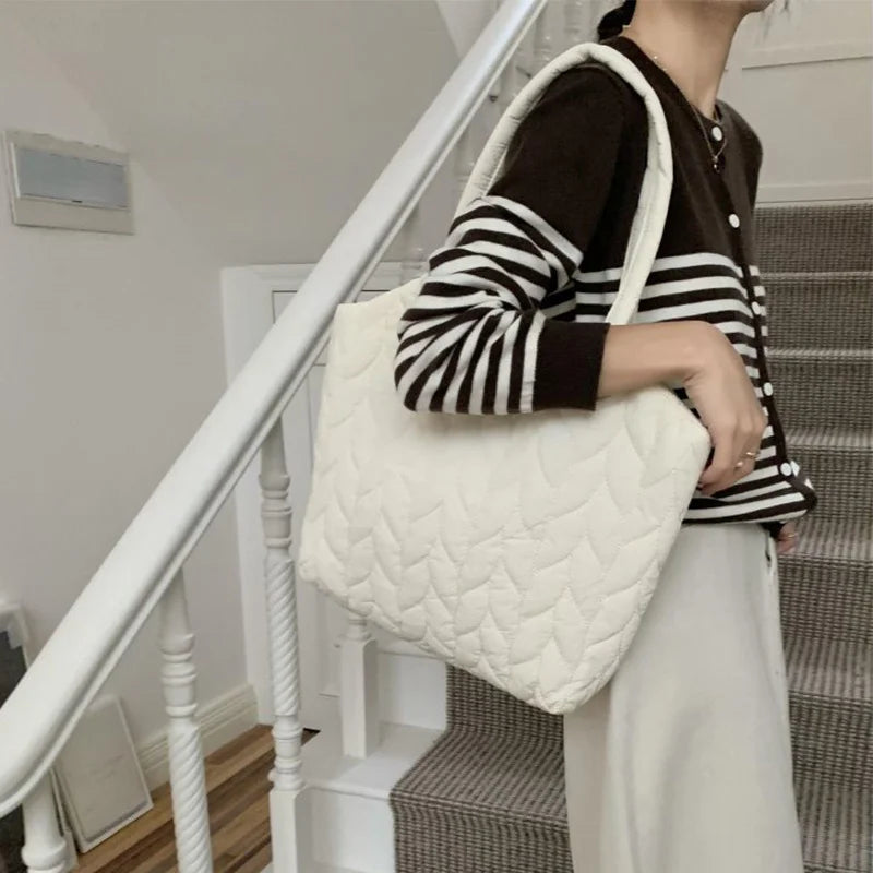 Big Soft Shoulder Bag Side for Women | Spring Trend Fashion Design Cloth Hand Bags | Female Large Capacity Plaid Tote Bags Luxegan