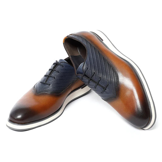 Classic Men's Oxford Casual Sneakers | Genuine Leather Italian Design Lace-Up Dress Shoes (Anti-Slip Sole) Luxegan