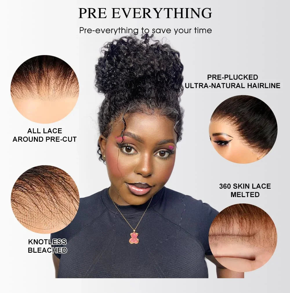 Invisi-Strap 360 HD Full Lace Glueless Wig | Sophisticated "Deep Curly" Water Wave Silhouette | Elegant 250% Density Lace Frontal | "Dignified" Brazilian Human Hair Wig for Radiant Versatile Styling Luxegan