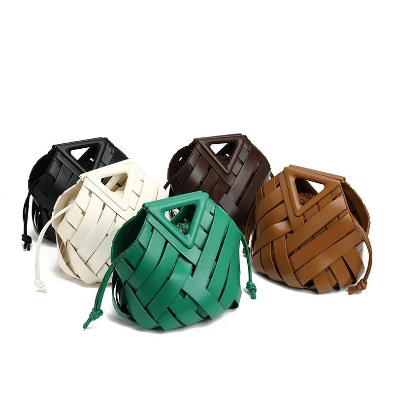 Trendy Vegan Leather Woven Tote Bag for Women Top Handle Purses and Handbags | Fashionable - view 5