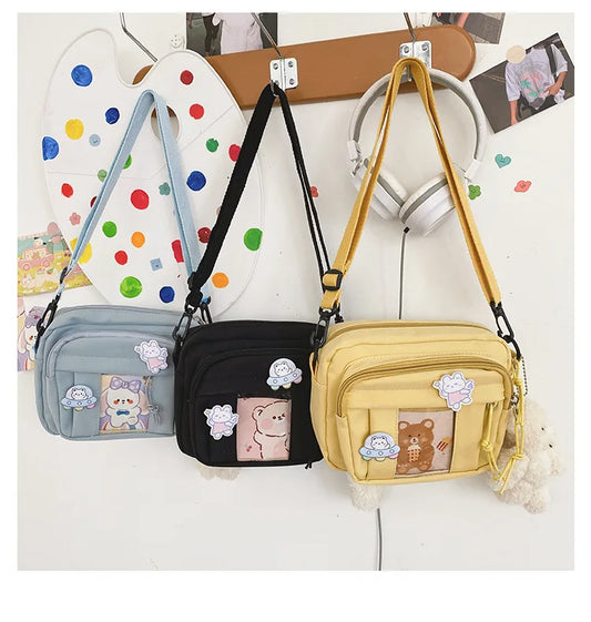 Kawaii Girls’ JK Transparent Bag | Sophisticated Modern Itabag | Elegant Small Crossbody & Shoulder Bag | "Dignified" Lightweight Nylon Purse for Versatile Styling Luxegan