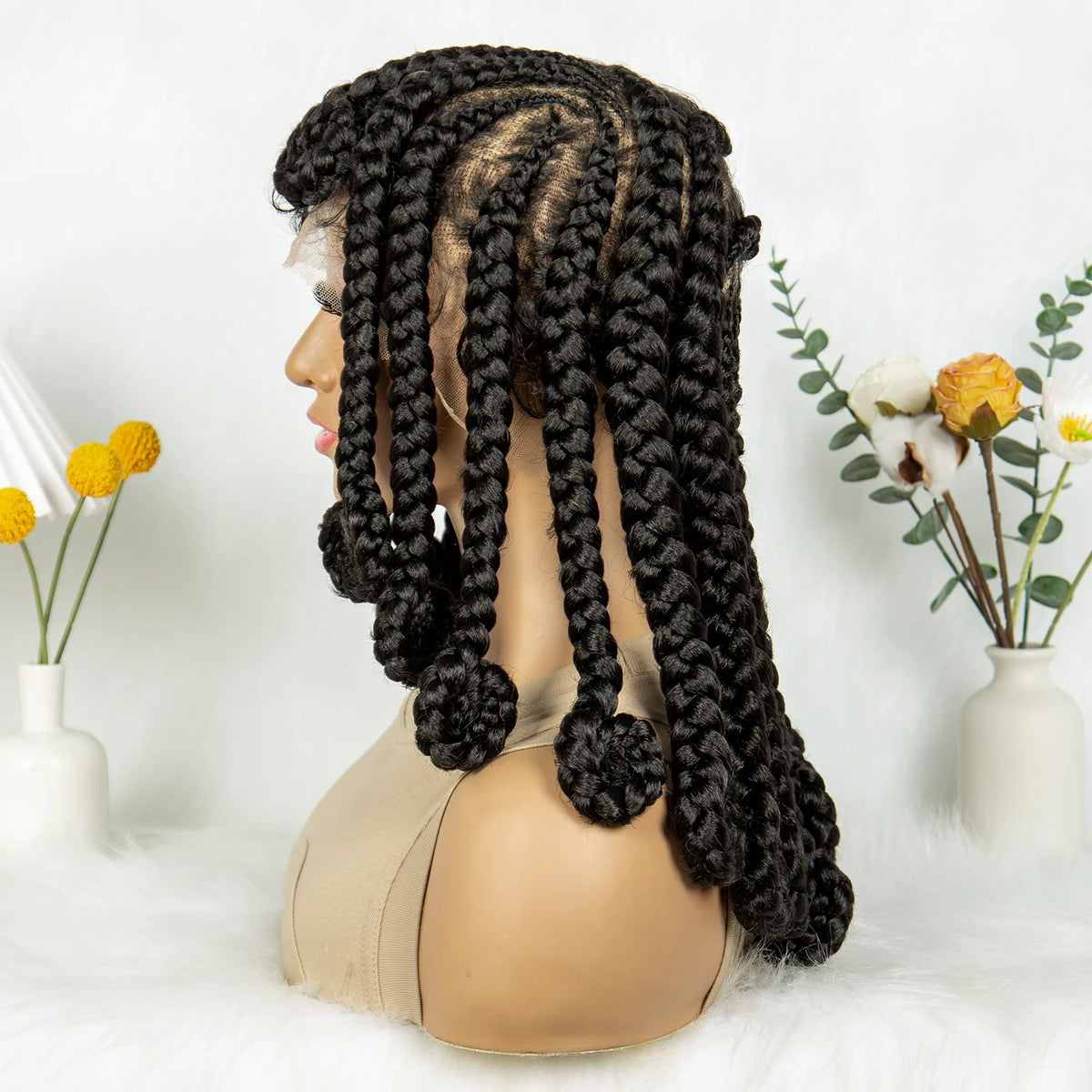 14 Inch Jumbo Bantu Knotless Box Braided Wig | Full Lace Cornrow