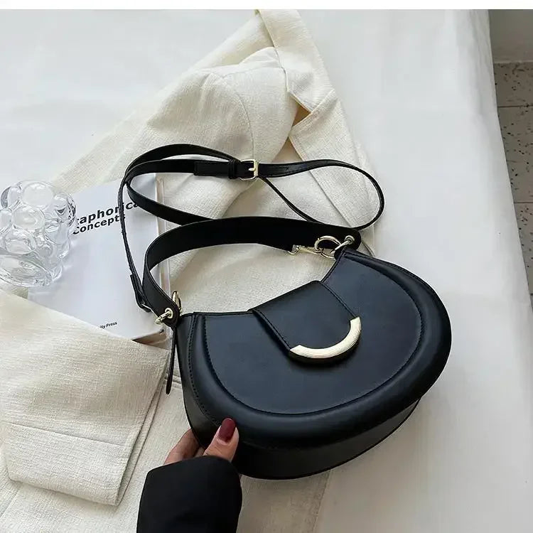 Designer Trend Leather Underarm Bag | Sophisticated Solid Color Small Armpit Shoulder Bag | Elegant Casual Bucket Shaped Handbag | Luxury Soft PU Leather Crossbody with "Dignified" Magnetic Hasp Luxegan