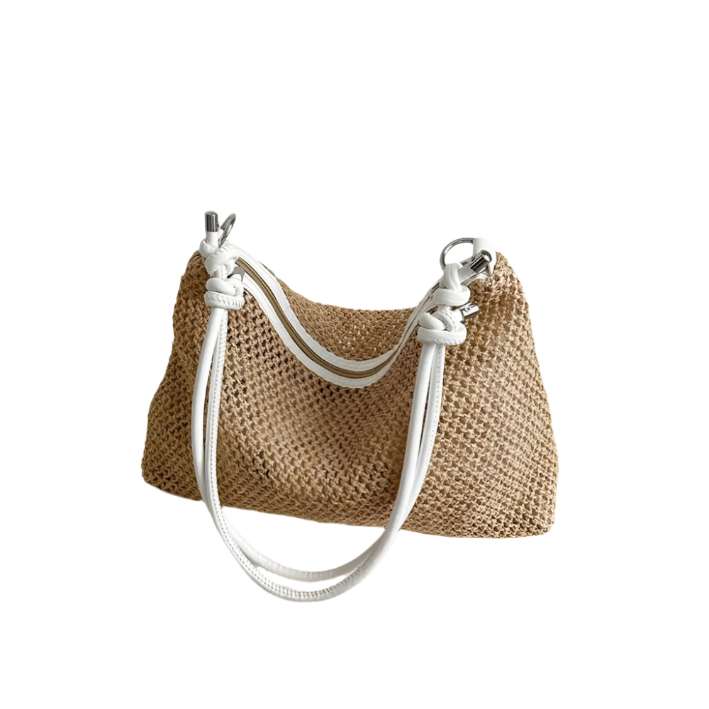 Handmade Braid Straw Bag | Large Capacity Summer Beach Shoulder Bag & Women Girls Fashion Handbag (Rattan Woven Tote for Ladies) Luxegan