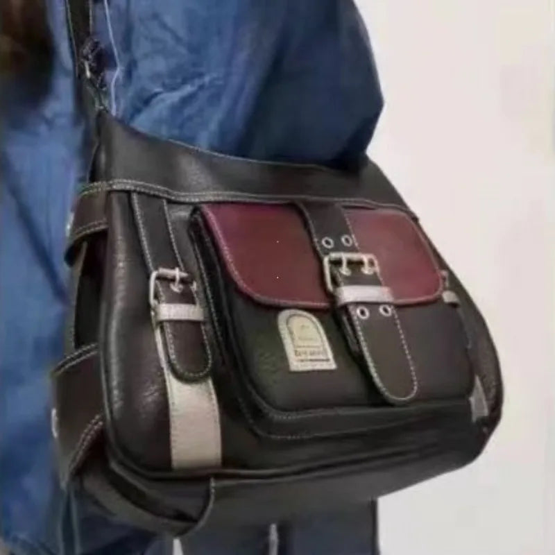 Y2K Vintage Crossbody Bag Women's Tote | High Quality PU Leather Shoulder Bag & Hip Hop Messenger Bag (Female Large Handbag Commuter) Luxegan