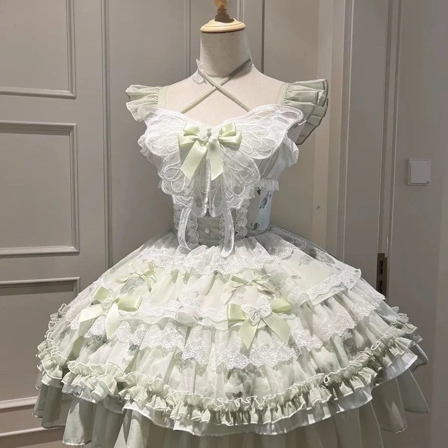 Women's Vintage Sweet Party Dress | Cute Y2k Bandage Birthdays Cake Dress | Elegant O-Neck Slim Fit Mini Dress | Premium Tatting Non-Stretch A-Line Vestido Model HD12215 Luxegan