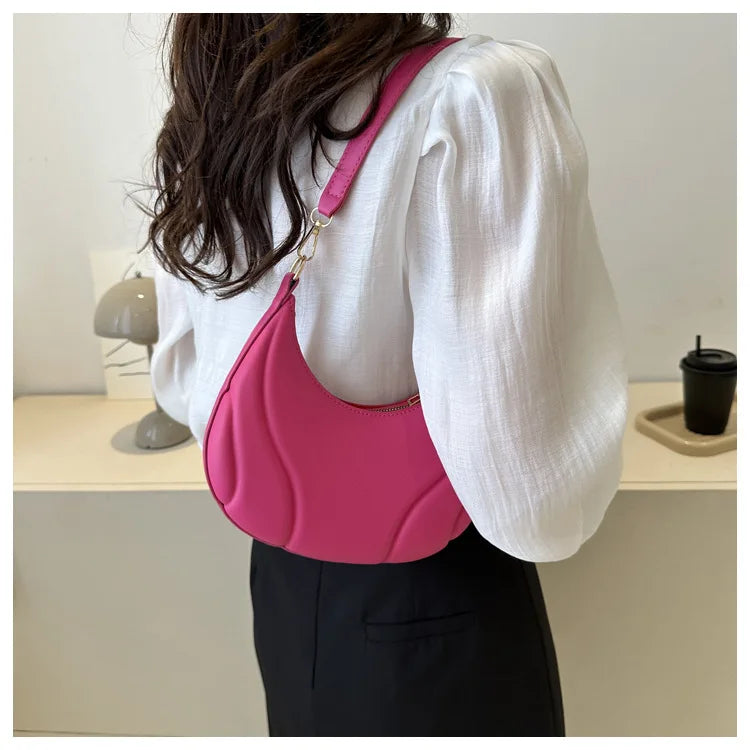 Retro Solid Color Shoulder Bag | Soft Denim Crossbody Handbag Luxegan