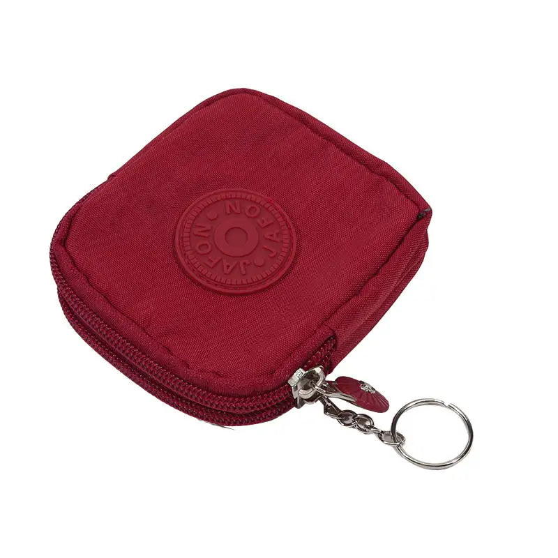 Nylon Solid Square Coin Purse | Zipper Waterproof Mini Card Holder & Key Bag Luxegan