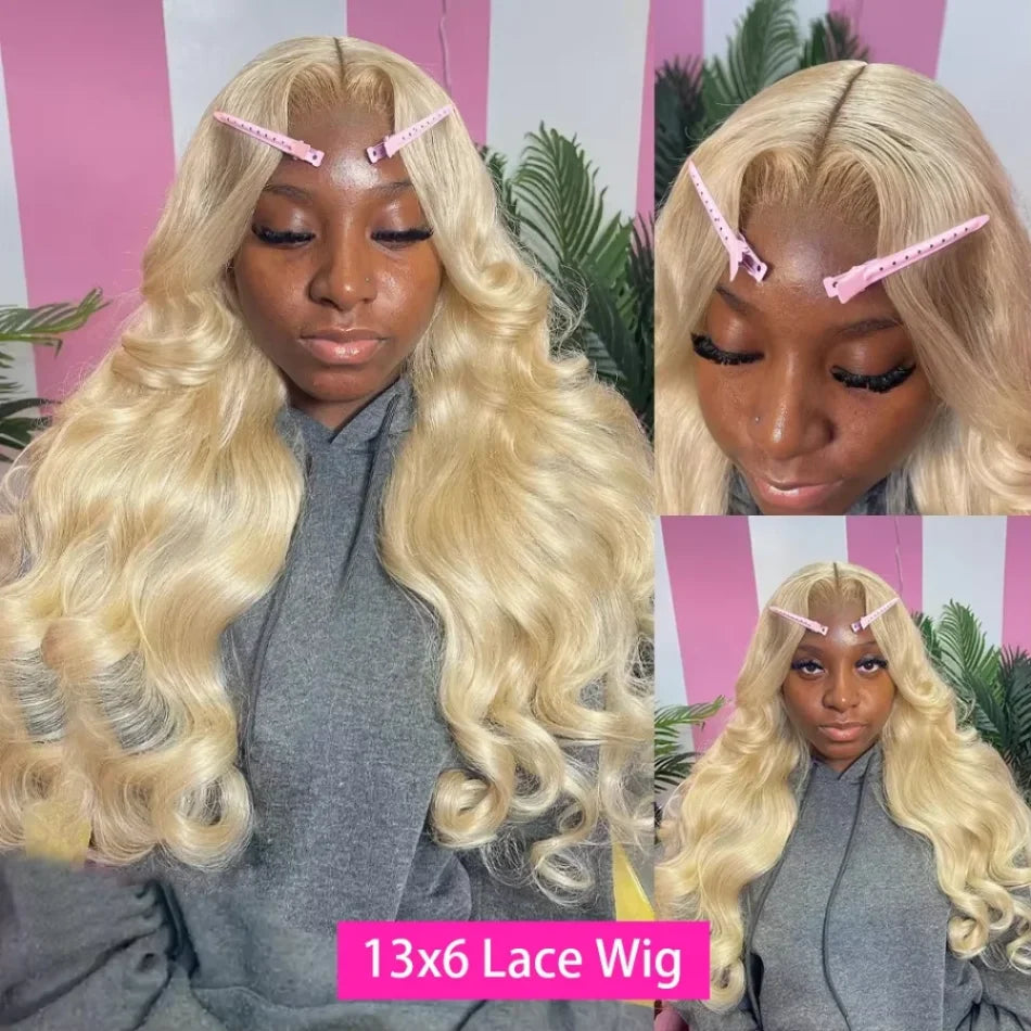 613 Platinum Blonde Body Wave Wig | Sophisticated 13x6 & 13x4 HD Transparent Lace | Elegant "Brazilian Remy" 250 Density 26+ Inch Length | "Dignified" Pre-Plucked Human Hair for Radiant Versatile Styling Luxegan
