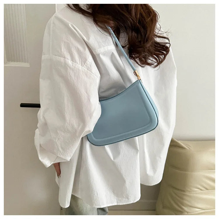 New Trendy Fashion Retro Solid Color Texture Underarm Bag | Popular Casual Simple Women's Small Square Handbag (Bolsos De Señora) Luxegan