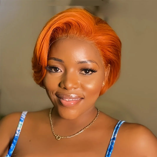 Pixie Cut Bob Human Hair Wig | 180% Density 4x4 HD Lace Closure | Pre-Plucked & Multi-Color Options Luxegan