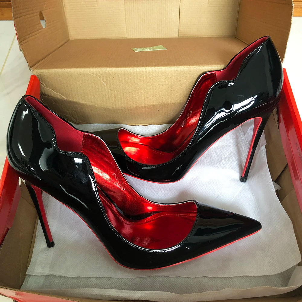 Glossy White Elegant Curl-Cut Stilettos | Sophisticated 12cm V-Cut Wedding Pumps | Elegant "Handmade Patent Leather" Silhouette | "Dignified" Sexy Pointed Toe Party Shoes for Radiant Versatile Styling Luxegan