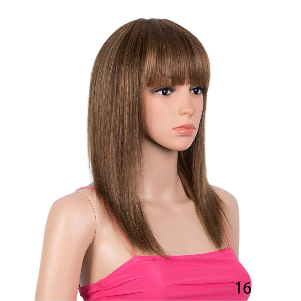 99J Wine Red Straight Bob Wig with Bangs | Full Machine Made Brazilian Remy Human Hair Luxegan