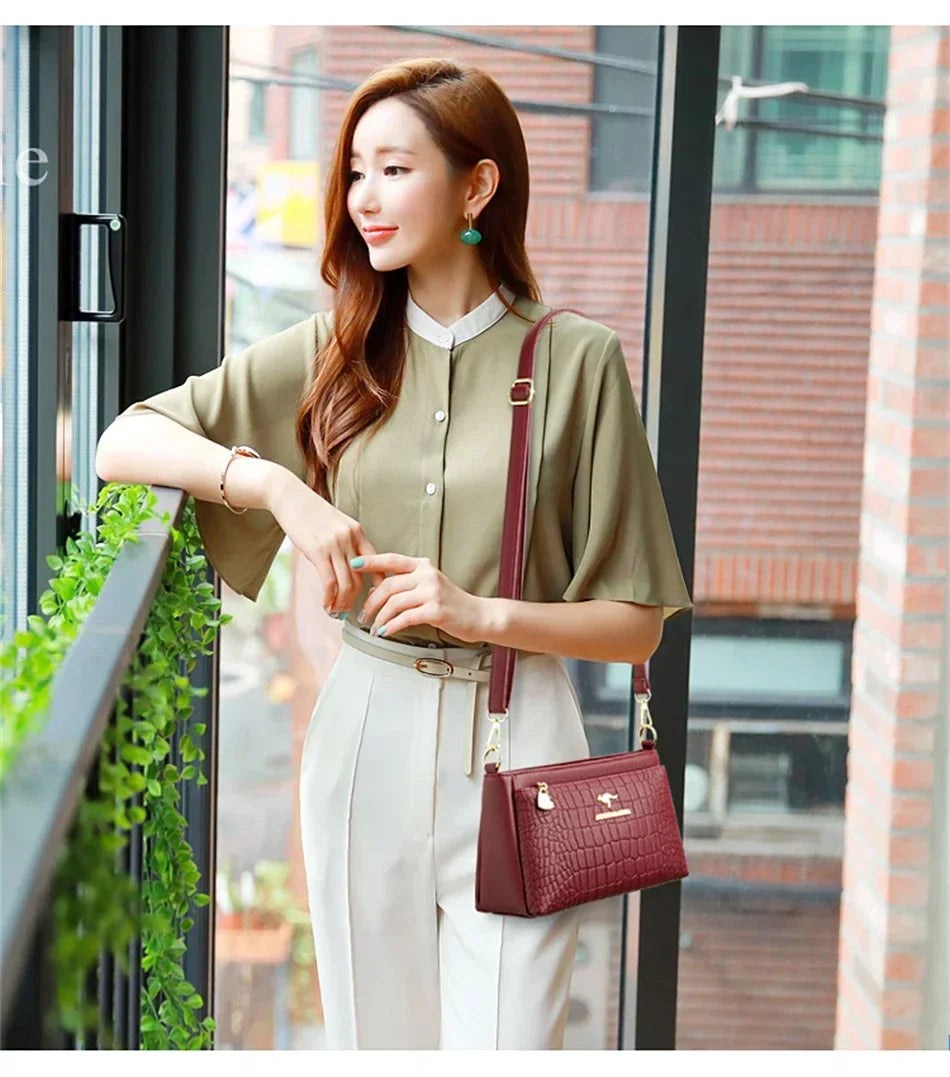 Embroidered Microfiber Leather Tote | Sequined Flap Crossbody Bag Luxegan