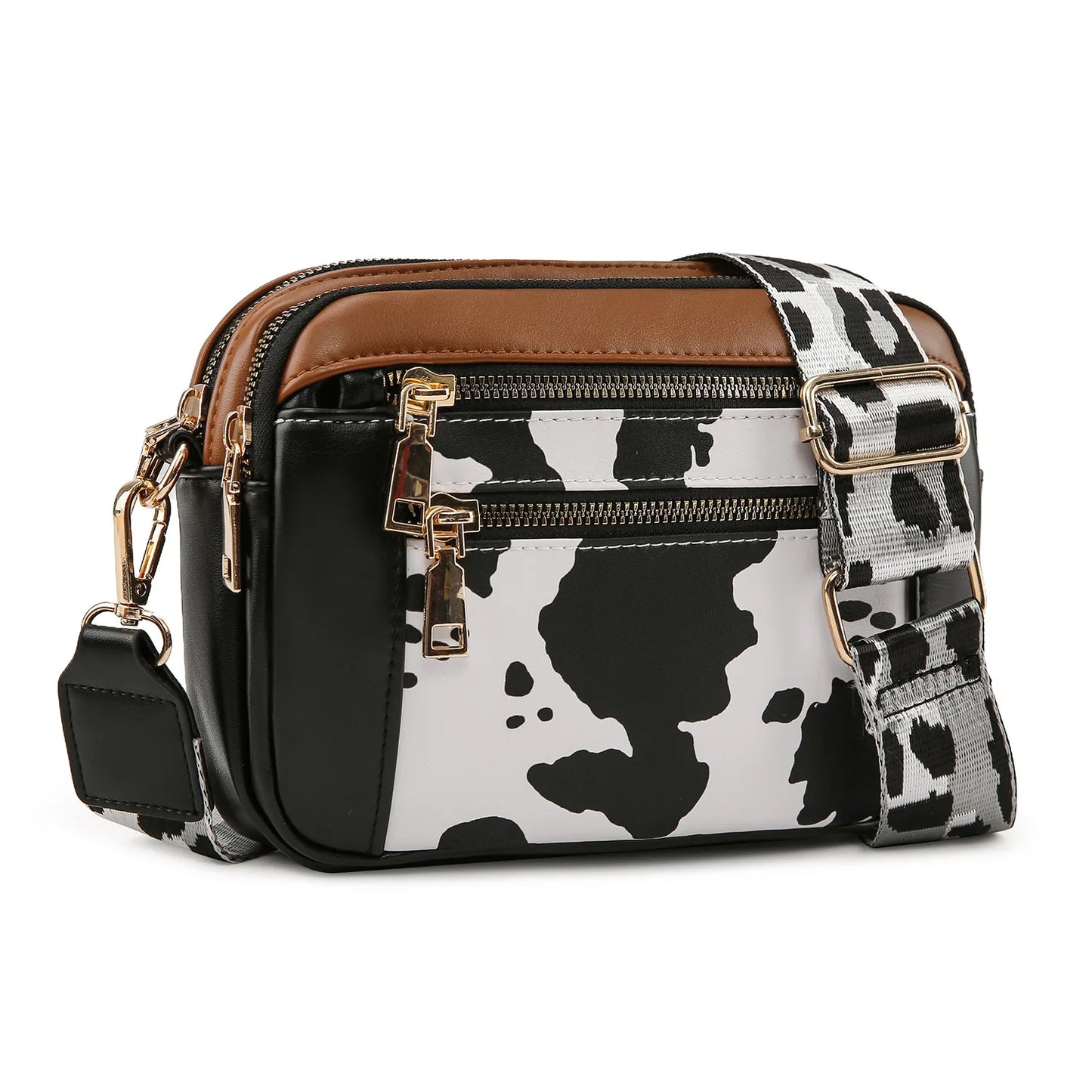 Stylish Wide Strap Leather Crossbody Bag | Color-Matching & Small Square Shoulder Bag Luxegan