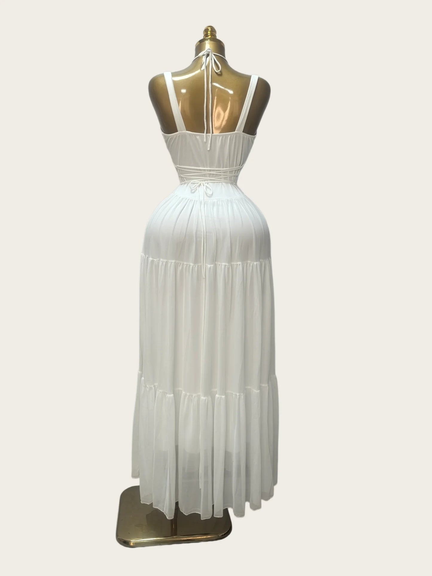 CM.YAYA 2026 Summer Women Halter Sleeveless Strapless Long Maxi Dress Slim Evening Birthday Beach Sexy Vacation Party Dresses