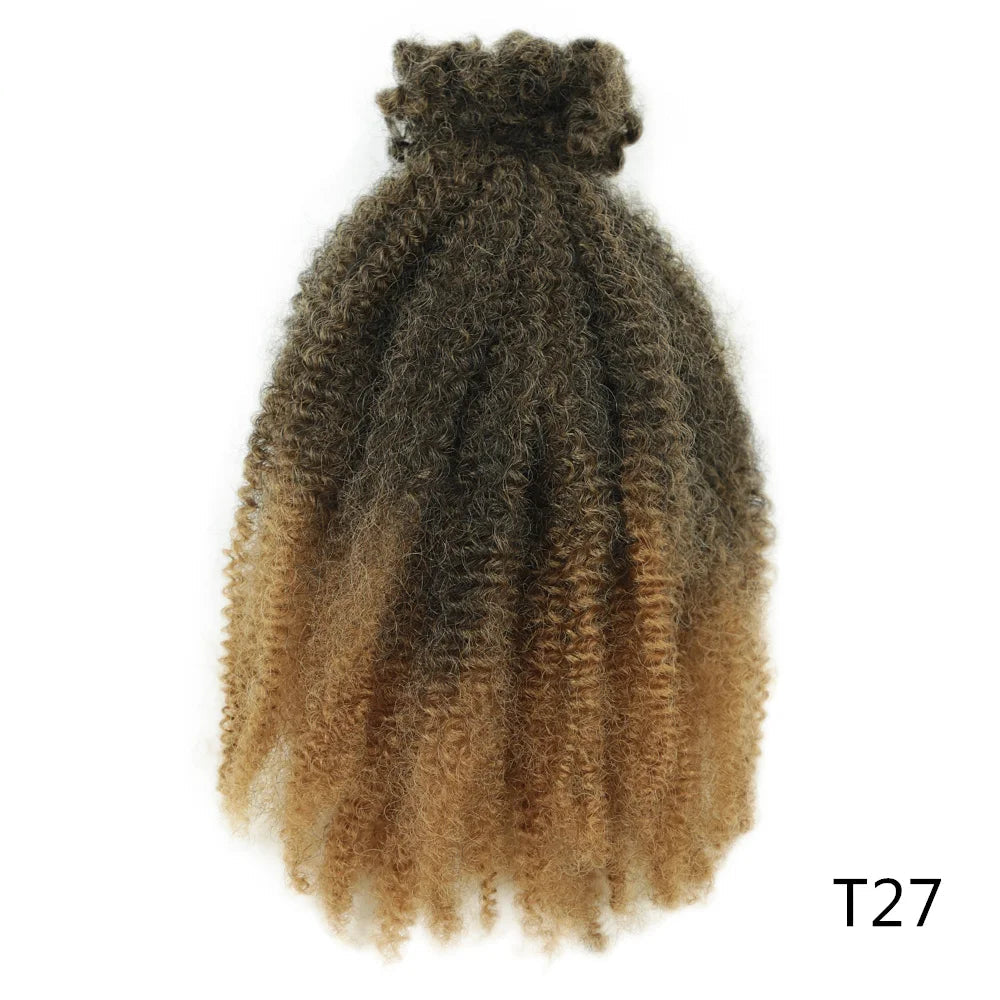 Afro Kinky Curly Bulk Synthetic Braiding Hair 12in – Soft Micro Twist Crochet Hair | 12 Ombré - view 13