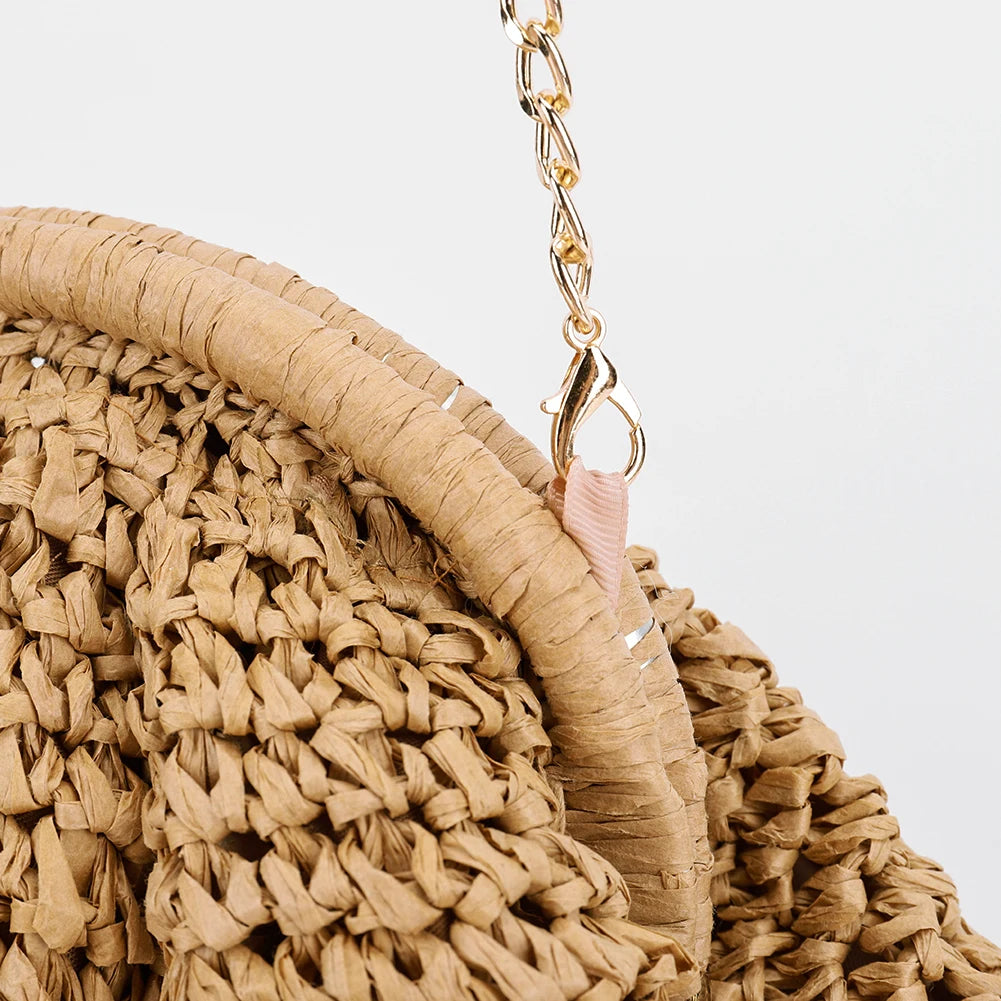 Women's Straw Woven Bag | Chain Strap Clutch Purse & Stylish Crossbody Bag Luxegan