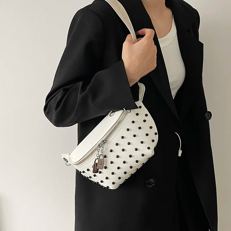 Fashion Rivet PU Leather Waist Bag | Trendy Female Chest & Crossbody Bag | High-Quality Ladies - view 4