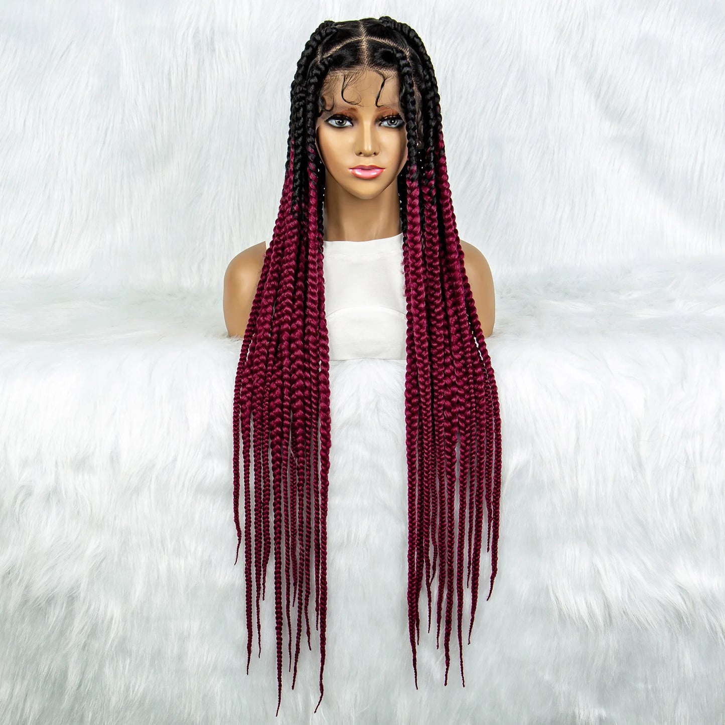 KIMA 36" Colorful Knotless Box Braids Wig | Lace Front & Baby Hair Luxegan