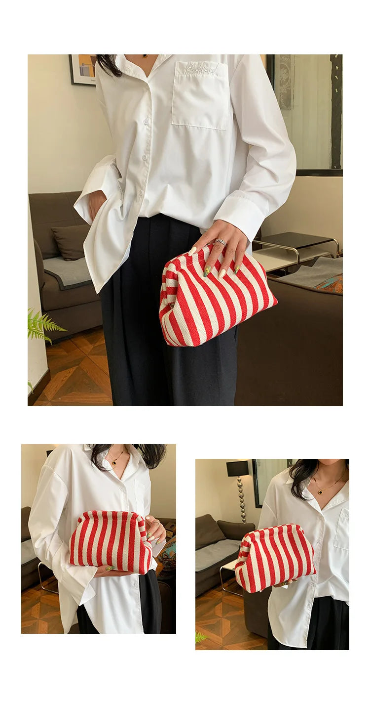 Woven Crochet Purses for Women Beach Clutch Handbags | Dumpling Hobo Casual Colorblock Bag Ladies Ruched Cloud Purse Luxegan