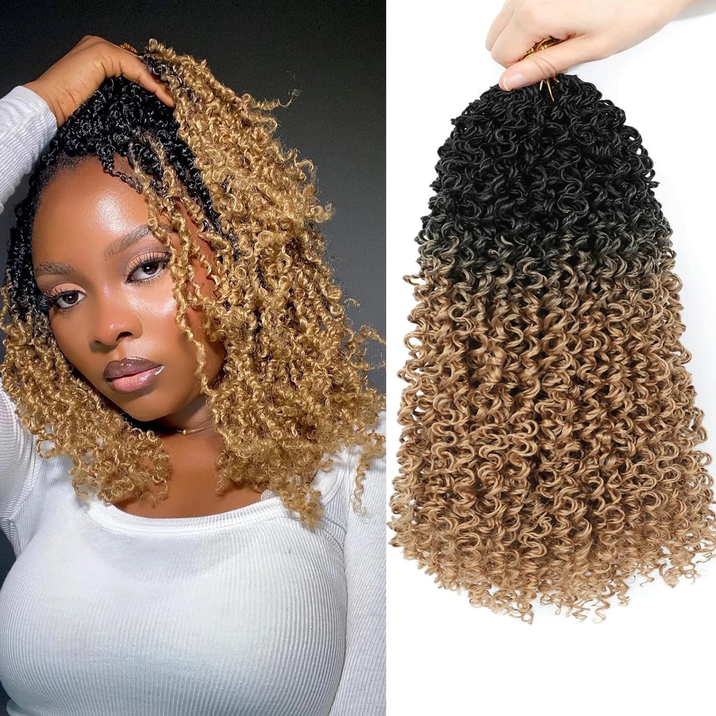 Pre-Looped Yanky Twist Crochet Braids Hair – Synthetic | 24 Strands/Pack | 6 Ombre Colors | 8–14 - view 6
