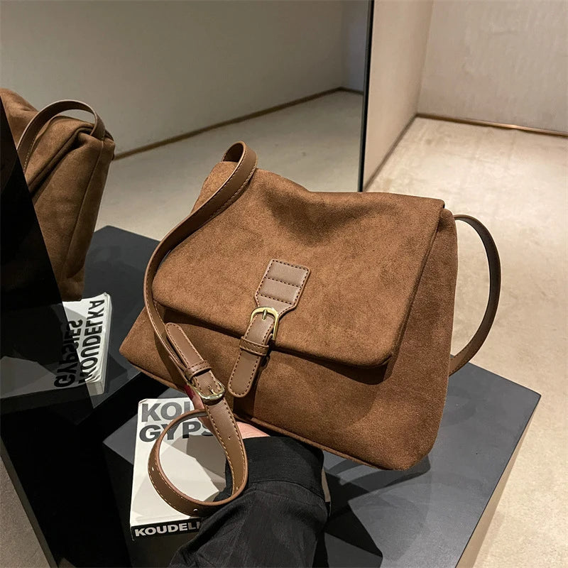 Women Suede Soft PU Leather Handbags | Designer Fashion Messenger Bag | Solid Color Shoulder Crossbody Bag Luxegan