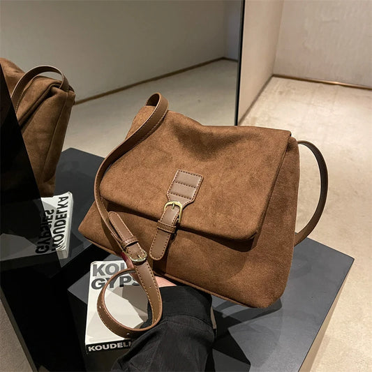 Women Suede Soft PU Leather Handbags | Designer Fashion Messenger Bag | Solid Color Shoulder Crossbody Bag Luxegan