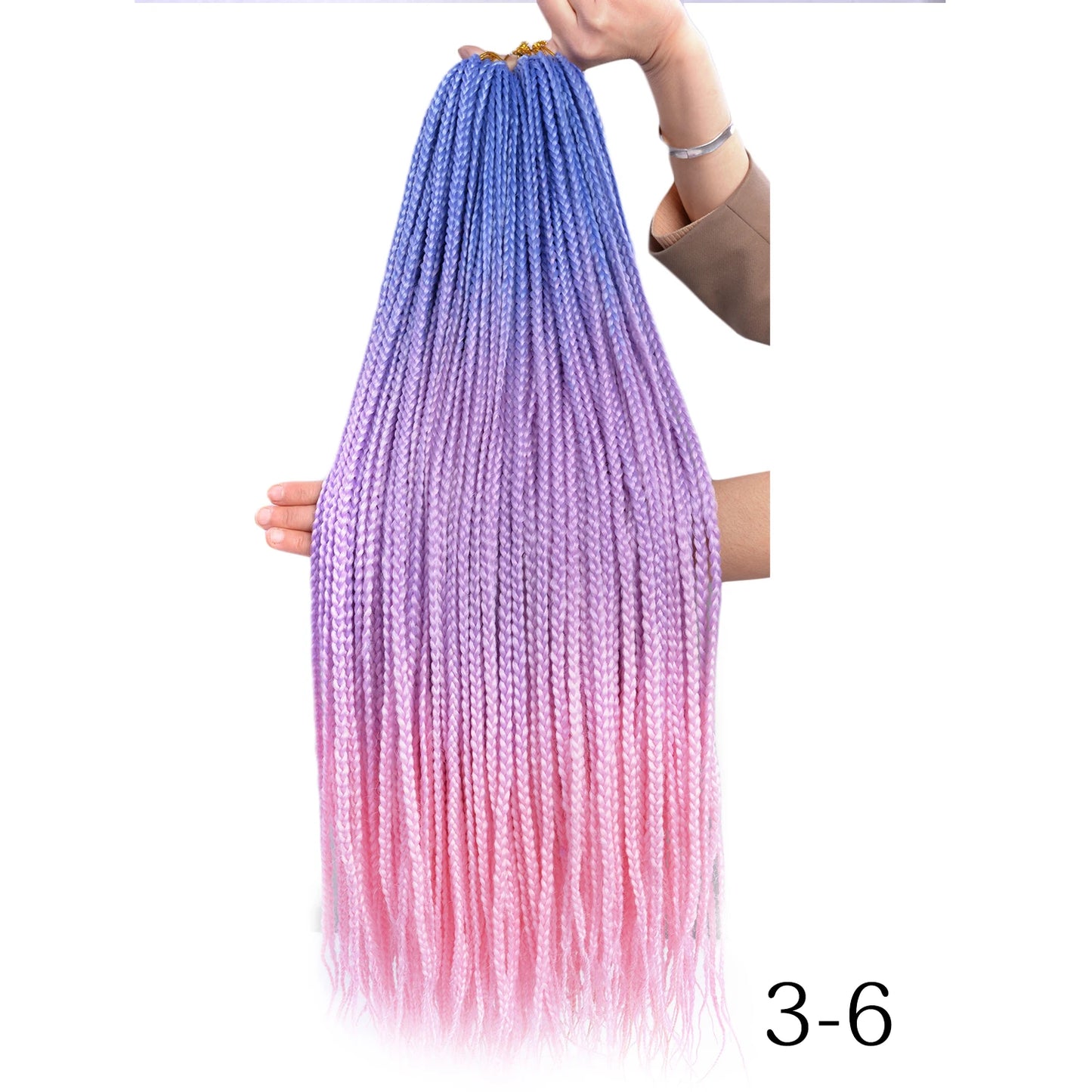 24-Inch Long Ombre Box Braids Crochet Hair - Pre-Looped Synthetic Braiding Hair Extensions - High Temperature Fiber 22 Strands/Pack Piano Color Crochet Braids for Women & Girls (27 Colors Available)