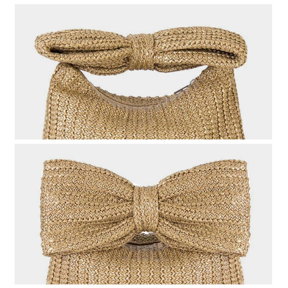 Women's Bow Purse | Summer Straw Woven Clutch Bag & Elegant Handbag Luxegan