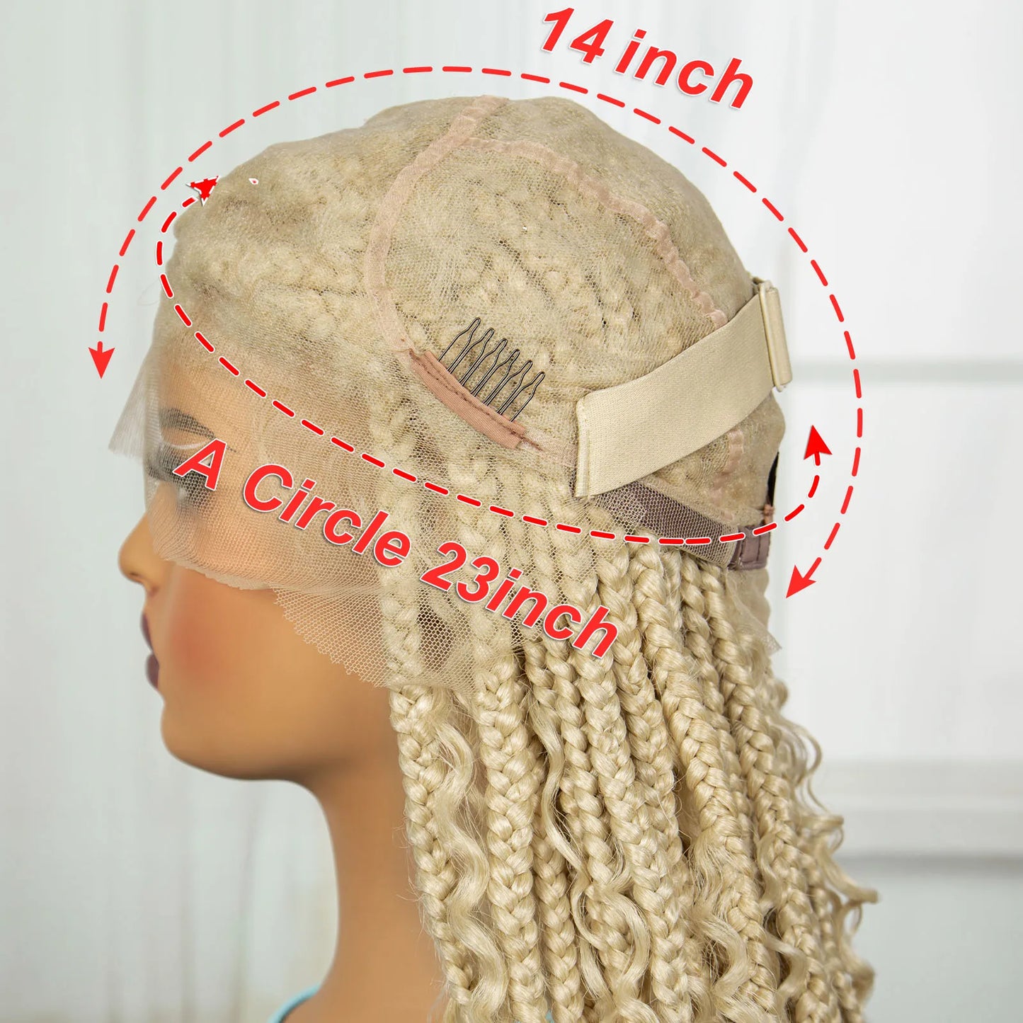 36 Inch Boho Knotless Box Braids Full Lace Wig | Transparent Lace Synthetic Braided Wig with Curly Ends Luxegan