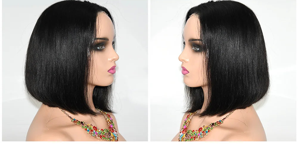 10-Inch Glueless Bob Wig | Sophisticated 4x4 HD Transparent Lace Closure | Elegant "Ready to Wear" Brazilian Human Hair | "Dignified" Pre-Cut Lace Straight Remy Wig for Radiant Versatile Styling Luxegan