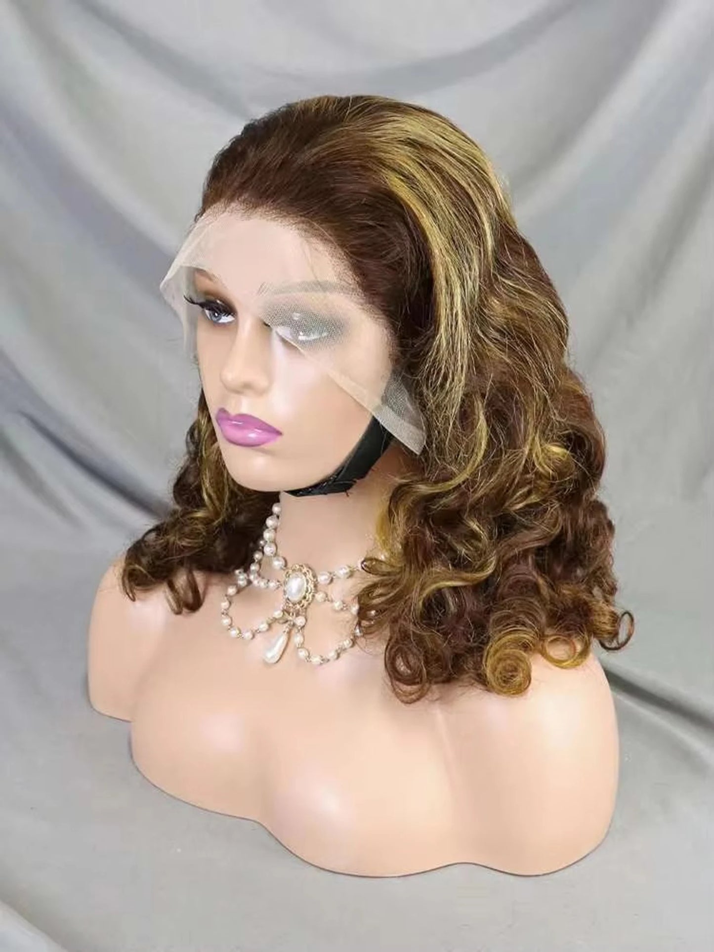 250% Density Bouncy Curly Burgundy Wig | Sophisticated 13x4 HD Transparent Lace Frontal | Elegant Double Drawn Brazilian Human Hair | "Dignified" 16-Inch Loose Wave Curly Remy Wig for Radiant Versatile Styling Luxegan
