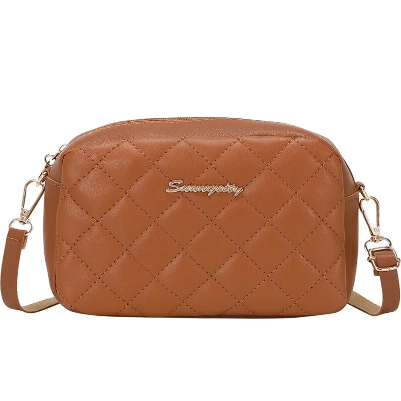 Women's Square Single Shoulder Bag | Solid Color PU Handbag & Female Fashion All-match Messenger Bags (Casual Phone Bag) Luxegan