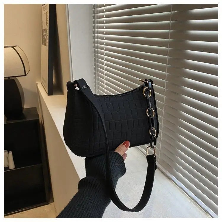 Fashion Felt Shoulder Bag | Minimalist Underarm Handbag Luxegan