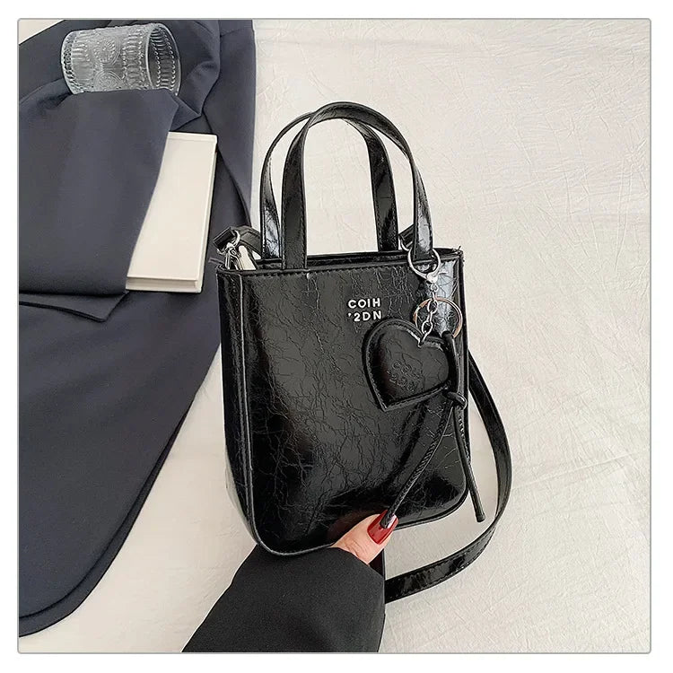 New Trend Korean Silver PU Leather Shoulder Bag | High Quality Mini Vertical Square Crossbody Purse for Women Luxegan