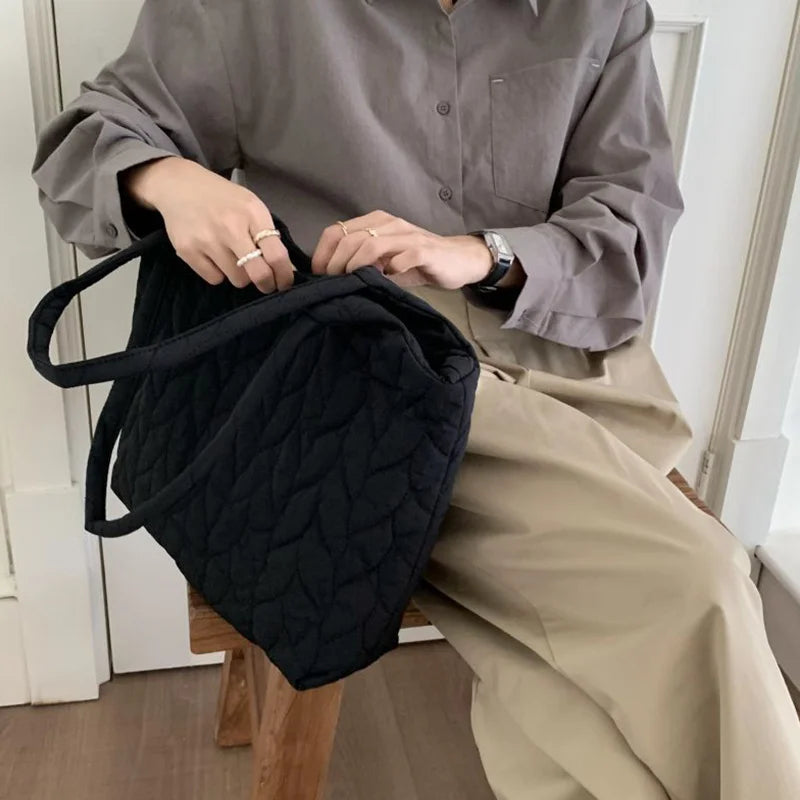 Big Soft Shoulder Bag Side for Women | Spring Trend Fashion Design Cloth Hand Bags | Female Large Capacity Plaid Tote Bags Luxegan