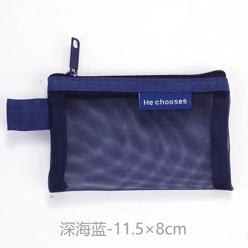 Pequeño Bolso Cuadrado de Color Sólido para Monedas, Organizador de Nylon de Malla para Pintalabios, Llaves, Auriculares, Tarjetero de Bus, Banco, Identificación, Tarjetas de Crédito, Estuche de Almacenamiento