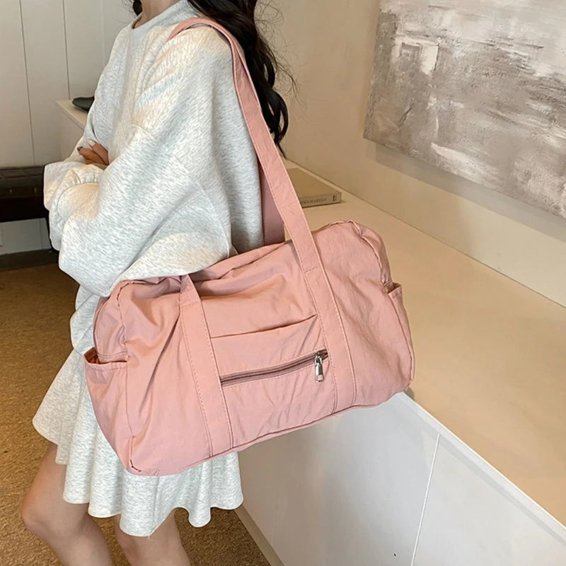 Nylon Solid Bucket Bag | Soft Practical Large Storage Underarm Crossbody Bag Luxegan